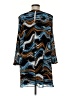 Nine West 100% Polyester Print Blue Casual Dress Size M - photo 2