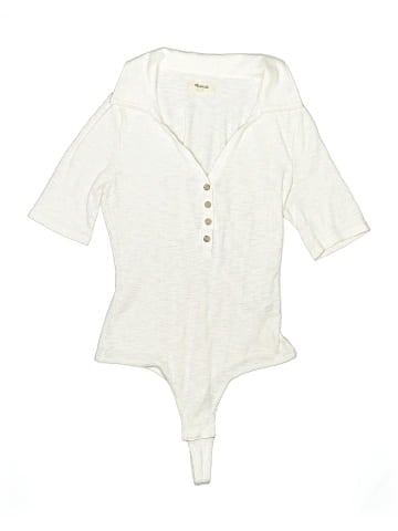 Madewell Ribbed Short-Sleeve Polo Thong Bodysuit (view 1)