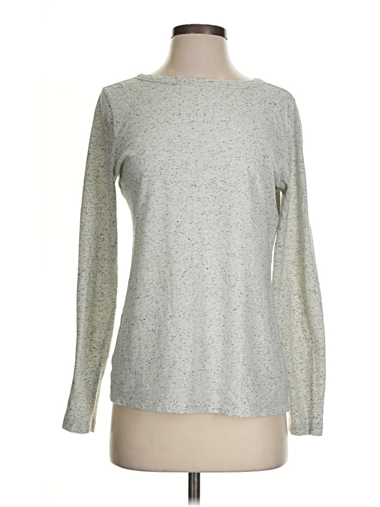 Pre-owned Ann Taylor Loft Long Sleeve T-shirt In Silver