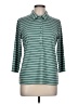 Lands' End Stripes Teal 3/4 Sleeve Button-Down Shirt Size 10 - photo 1