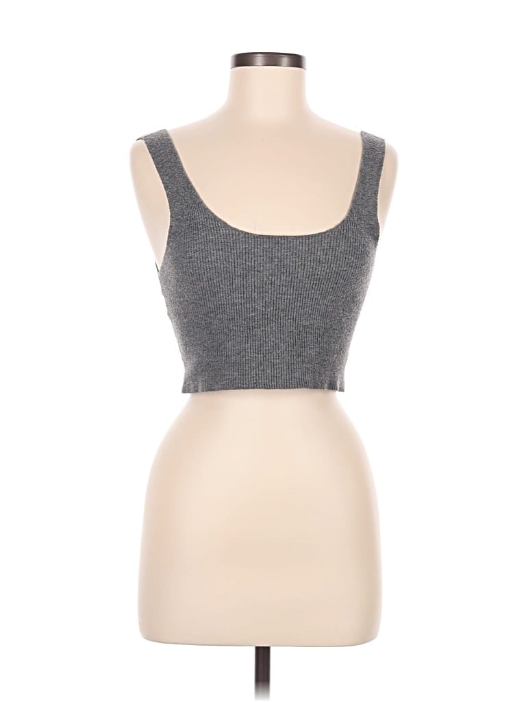 Pre-owned Mng Sleeveless Top Gray Sweetheart Neckline Tops