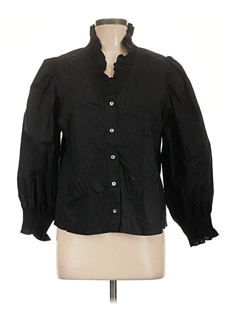 Pre-owned Harshman 3/4 Sleeve Button Down Shirt In Black