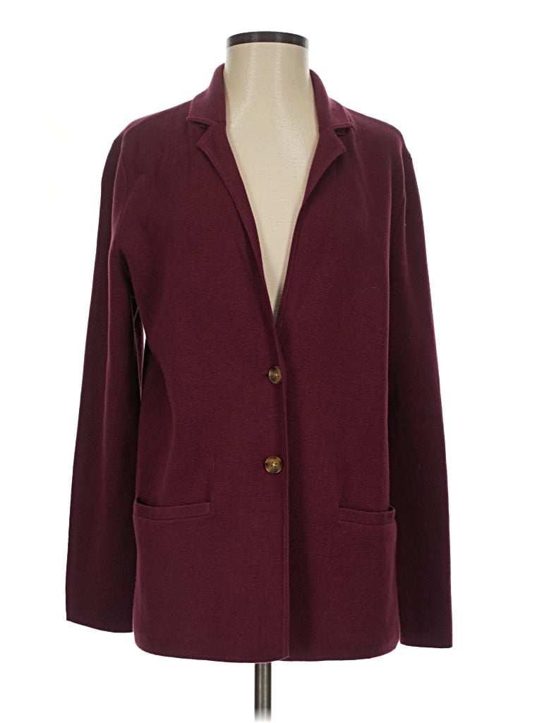 Pre-owned Lands' End Cardigan Sweater In Burgundy