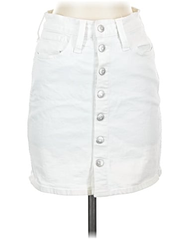 Madewell Stretch Denim Straight Mini Skirt in Tile White: Button-Front Edition (view 1)
