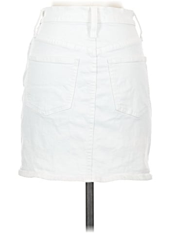 Madewell Stretch Denim Straight Mini Skirt in Tile White: Button-Front Edition (view 2)