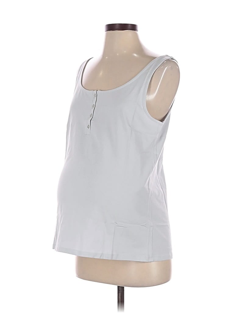 Pre-owned Storq Tank Top Blue Strapless Neckline Tops