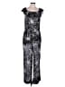 Diane von Furstenberg 100% Viscose Graphic Silver Jumpsuit Size 10 - photo 1