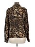 Carlisle 100% Silk Animal Print Brown Long Sleeve Silk Top Size 6 - photo 2