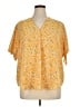 Fun2Fun 100% Polyester Floral Yellow Short Sleeve Blouse Size 1X - photo 1