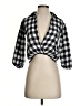 Aqua Checkered-gingham Black 3/4 Sleeve Blouse Size S - photo 1