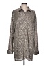 Flat White Metallic Silver Long Sleeve Blouse Size L - photo 1