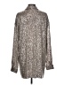 Flat White Metallic Silver Long Sleeve Blouse Size L - photo 2