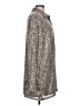 Flat White Metallic Silver Long Sleeve Blouse Size L - photo 4