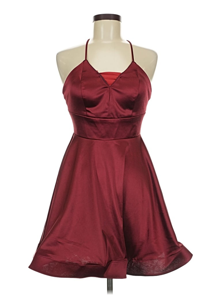 Pre-owned Pear Culture Cocktail Dress In Burgundy