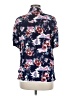 Bill Blass 100% Rayon Floral Blue Short Sleeve Blouse Size M - photo 2