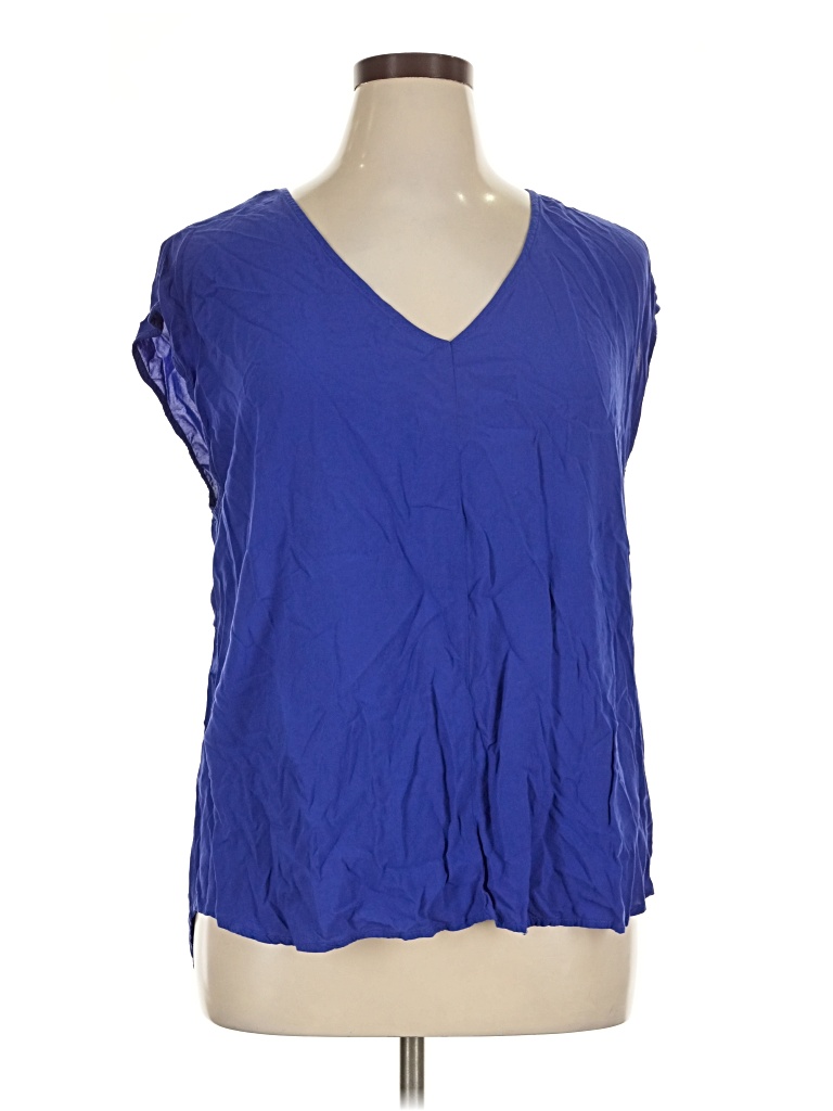 Pre-owned Old Navy Short Sleeve Blouse In Blue