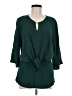 Krazy Kat 100% Rayon Green 3/4 Sleeve Blouse Size M - photo 1