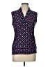Anne Klein Polka Dots Blue Sleeveless Button-Down Shirt Size L (estimated) - photo 1