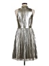 Ann Taylor 100% Polyester Metallic Silver Cocktail Dress Size 8 Petite - photo 2