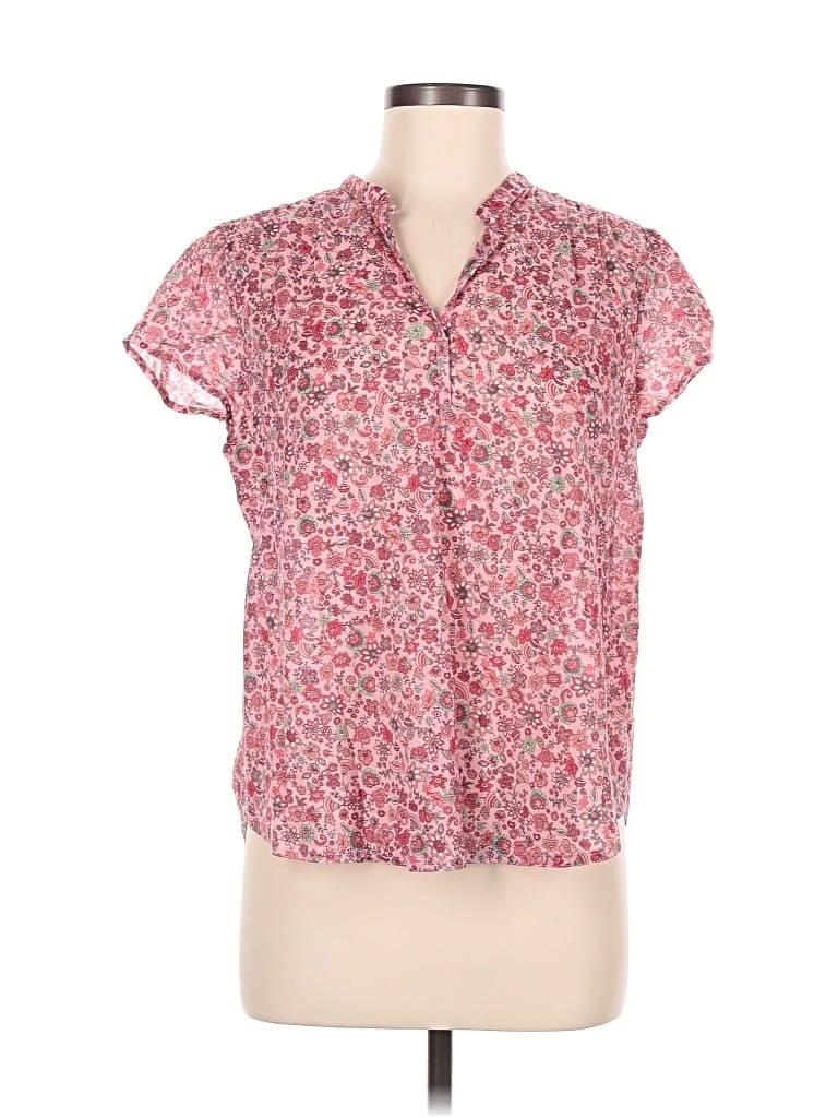 Pre-owned Jjill Short Sleeve Blouse In Pink