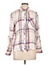 Maurices 100% Rayon Plaid Ivory Long Sleeve Button-Down Shirt Size L - photo 1