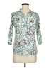 Cals 100% Rayon Floral Teal 3/4 Sleeve Blouse Size M - photo 1