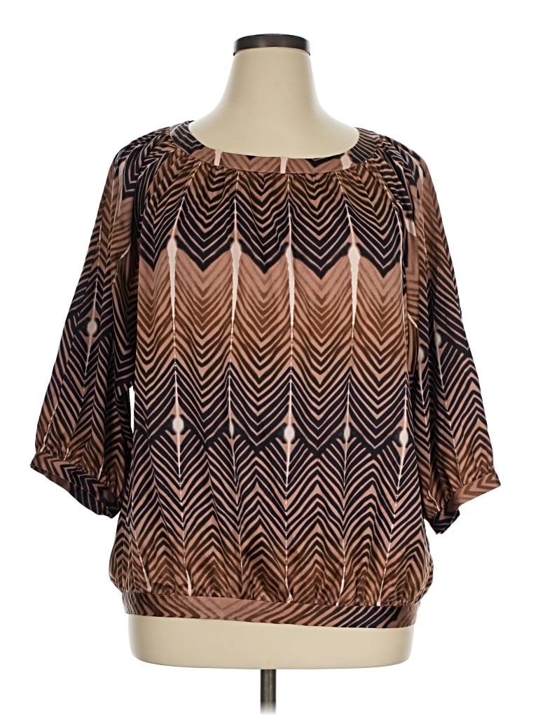 Pre-owned The Limited 3/4 Sleeve Blouse In Brown