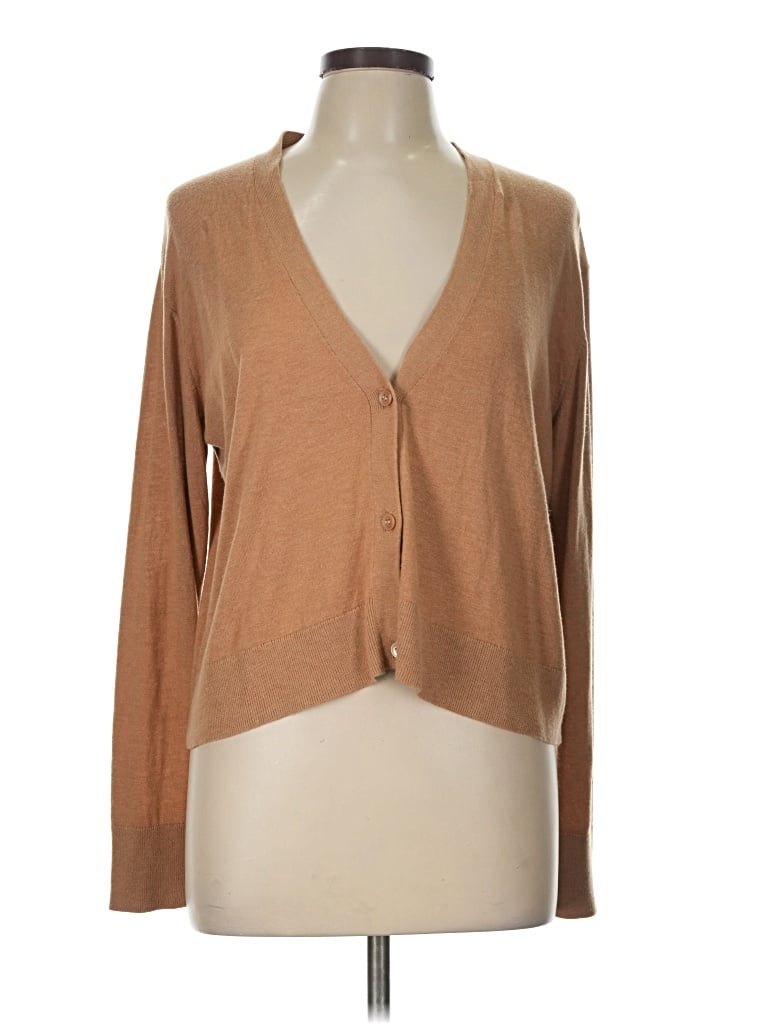 Pre-owned Halogen Cardigan Sweater In Tan
