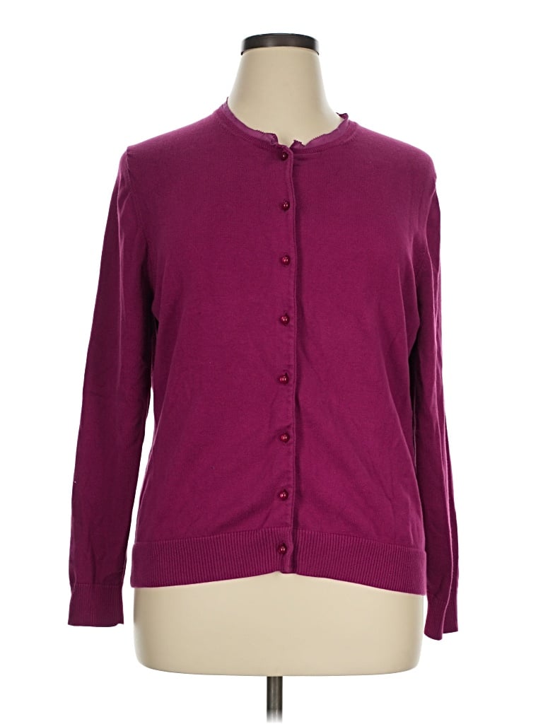 Pre-owned Lands' End Cardigan Sweater In Purple