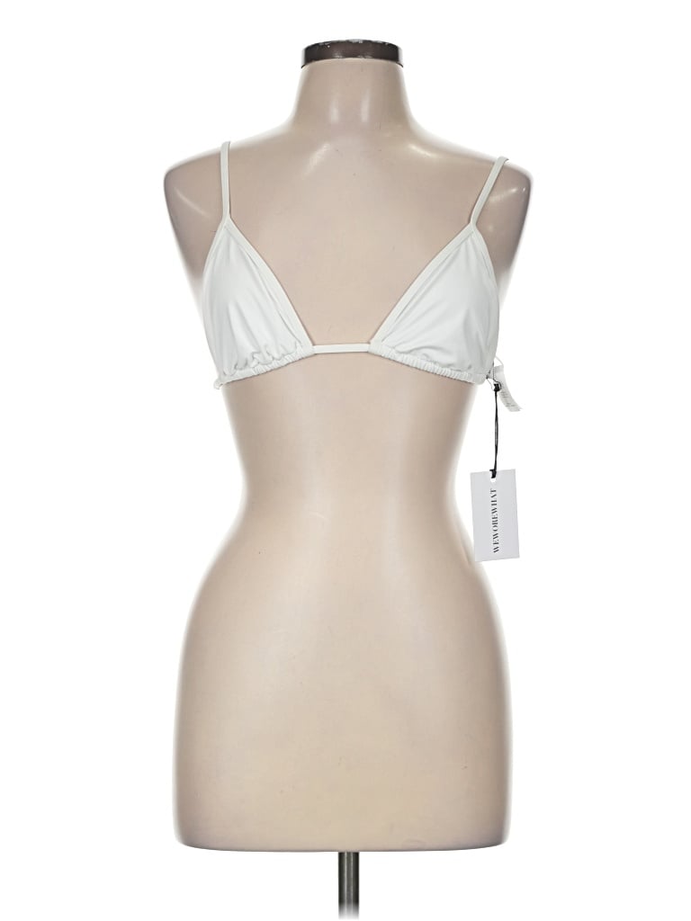 Pre-owned Weworewhat Swimsuit Top Silver Plunge Neckline Swimwear