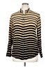 J. McLaughlin Stripes Gold Long Sleeve Button-Down Shirt Size L - photo 1