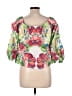 Jealous Tomato Pink Green 3/4 Sleeve Blouse Size L - photo 2
