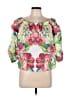 Jealous Tomato Pink Green 3/4 Sleeve Blouse Size L - photo 1