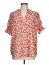 First Love 100% Polyester Floral Orange Short Sleeve Blouse Size L - photo 1