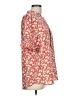 First Love 100% Polyester Floral Orange Short Sleeve Blouse Size L - photo 4