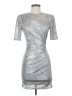 Alice + Olivia Metallic Silver Cocktail Dress Size 2 - photo 1