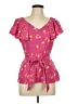 Elle 100% Polyester Pink Short Sleeve Blouse Size 10 - photo 1