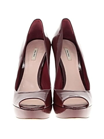 Miu Miu Paten Leather Peep Toe Heels (view 2)