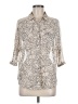 Forever 21 Animal Print Ivory 3/4 Sleeve Button-Down Shirt Size M - photo 1