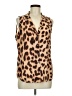 Equipment 100% Silk Animal Print Brown Sleeveless Silk Top Size M - photo 1