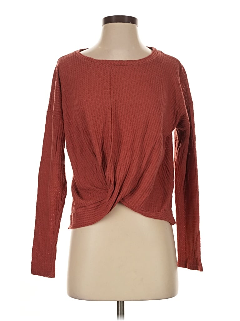 Pre-owned Paper Crane Long Sleeve Top Burgundy Boatneck Tops
