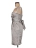 Snap 100% Polyester Metallic Silver Cocktail Dress Size 7 - photo 5