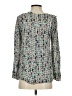Reiss 100% Viscose Tweed Teal Blue Long Sleeve Blouse Size 4 - photo 2