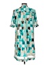Alfani 100% Polyester Graphic Teal Casual Dress Size 8 - photo 2