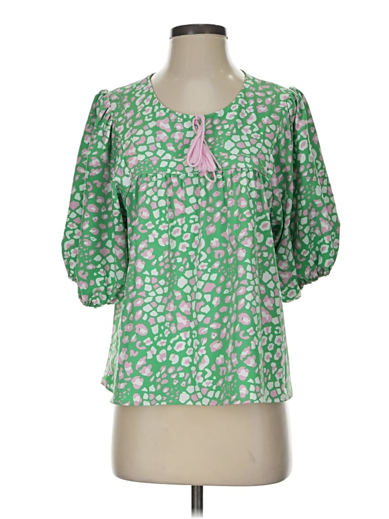 Pre-owned Michelle Mcdowell 3/4 Sleeve Blouse In Green