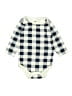 Hb 100% Cotton Checkered-gingham Blue Long Sleeve Onesie Size 3-6 mo - photo 1