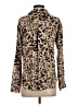 Mystree 100% Rayon Animal Print Brown Long Sleeve Blouse Size S - photo 2