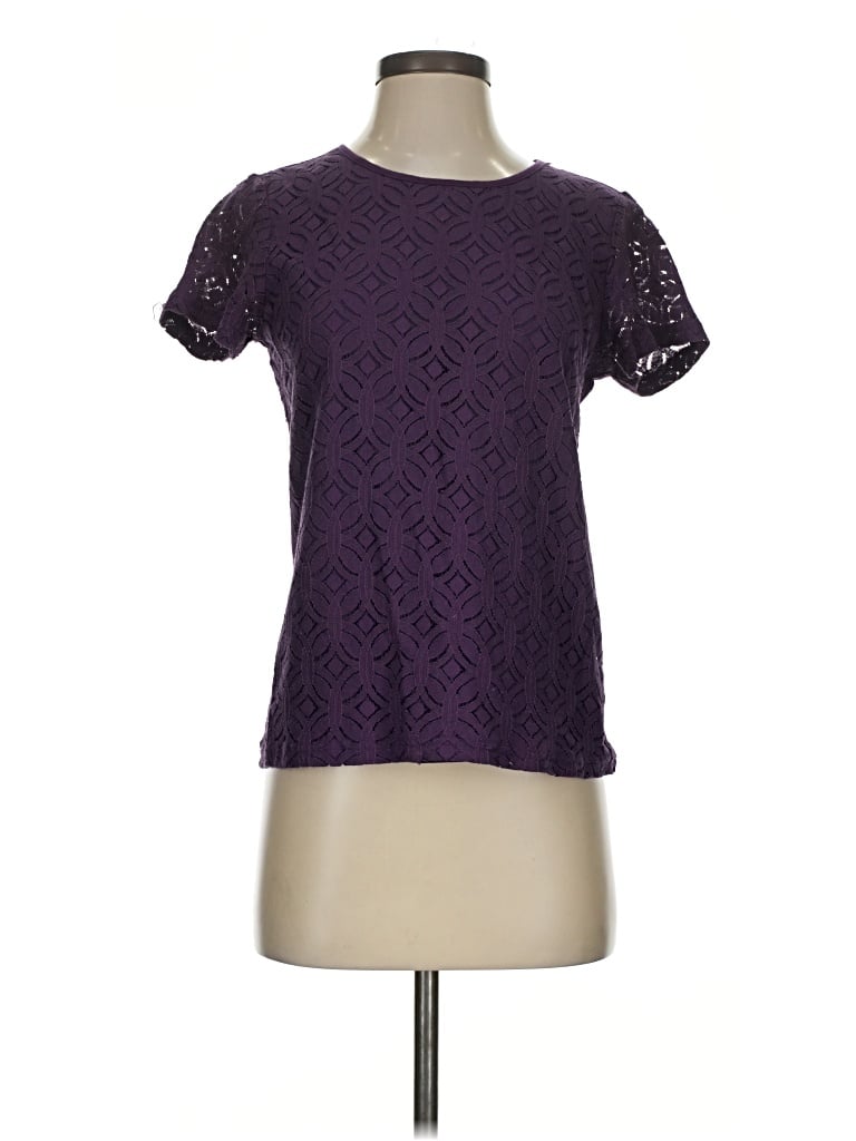 Pre-owned Market & Spruce Short Sleeve Top Purple Keyhole Neckline Tops