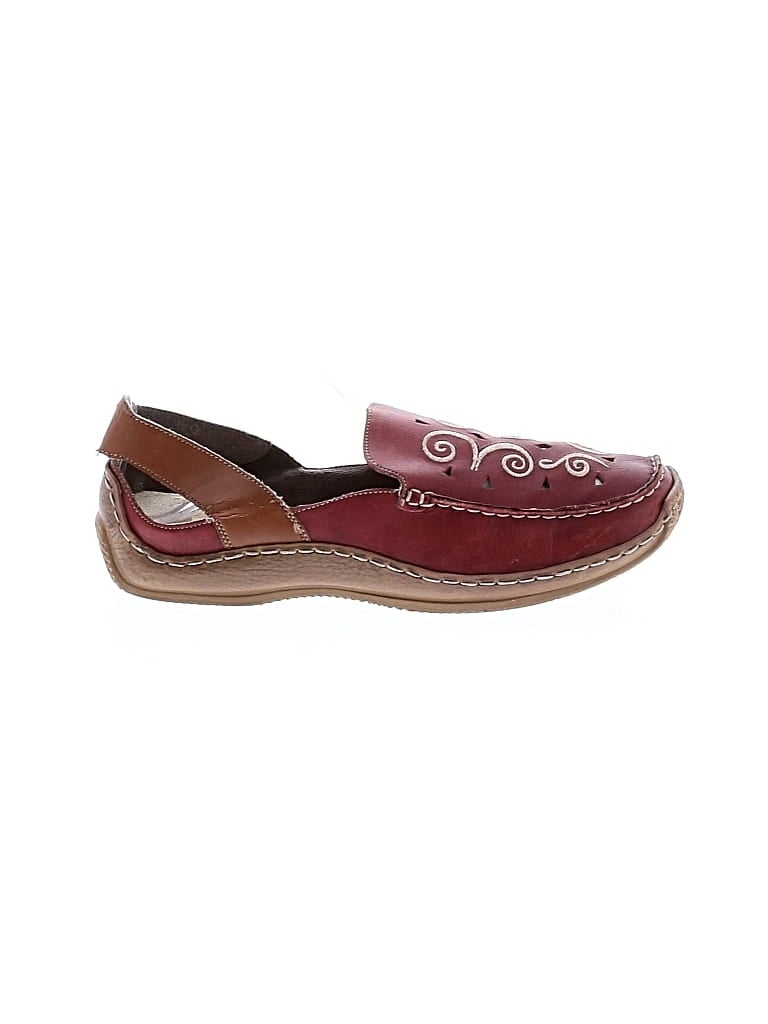 Pre-owned Rieker Flats In Burgundy