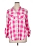Intro 100% Lyocell Checkered-gingham Pink 3/4 Sleeve Button-Down Shirt Size XL - photo 1